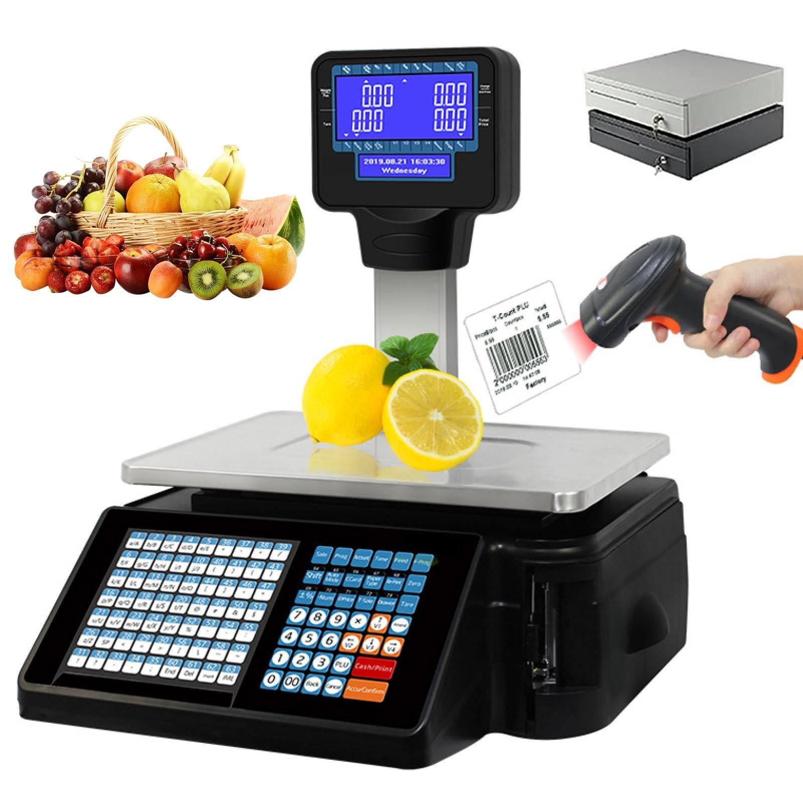 MYUYEE Label Printing Scales,Digital Weighing Scales,Supermarket Label Printing Scale,Cash Register Scale For Retail Store,For Retail Store,Supermarket