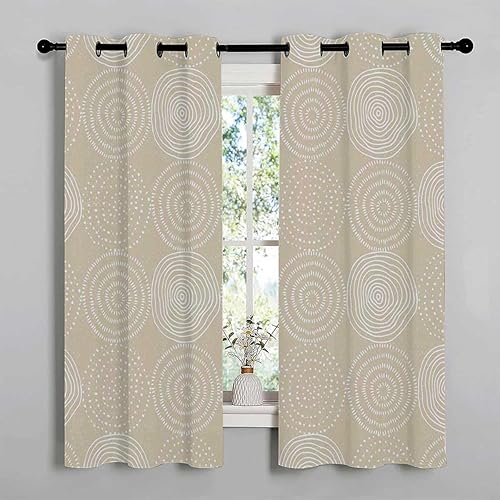 Miniatura 3 de Cortinas para Sala Elegantes Modernas - Cortinas para puerta de vidrio con líneas abstractas beige, 55 pulgadas de ancho por 45 pulgadas de largo, 2