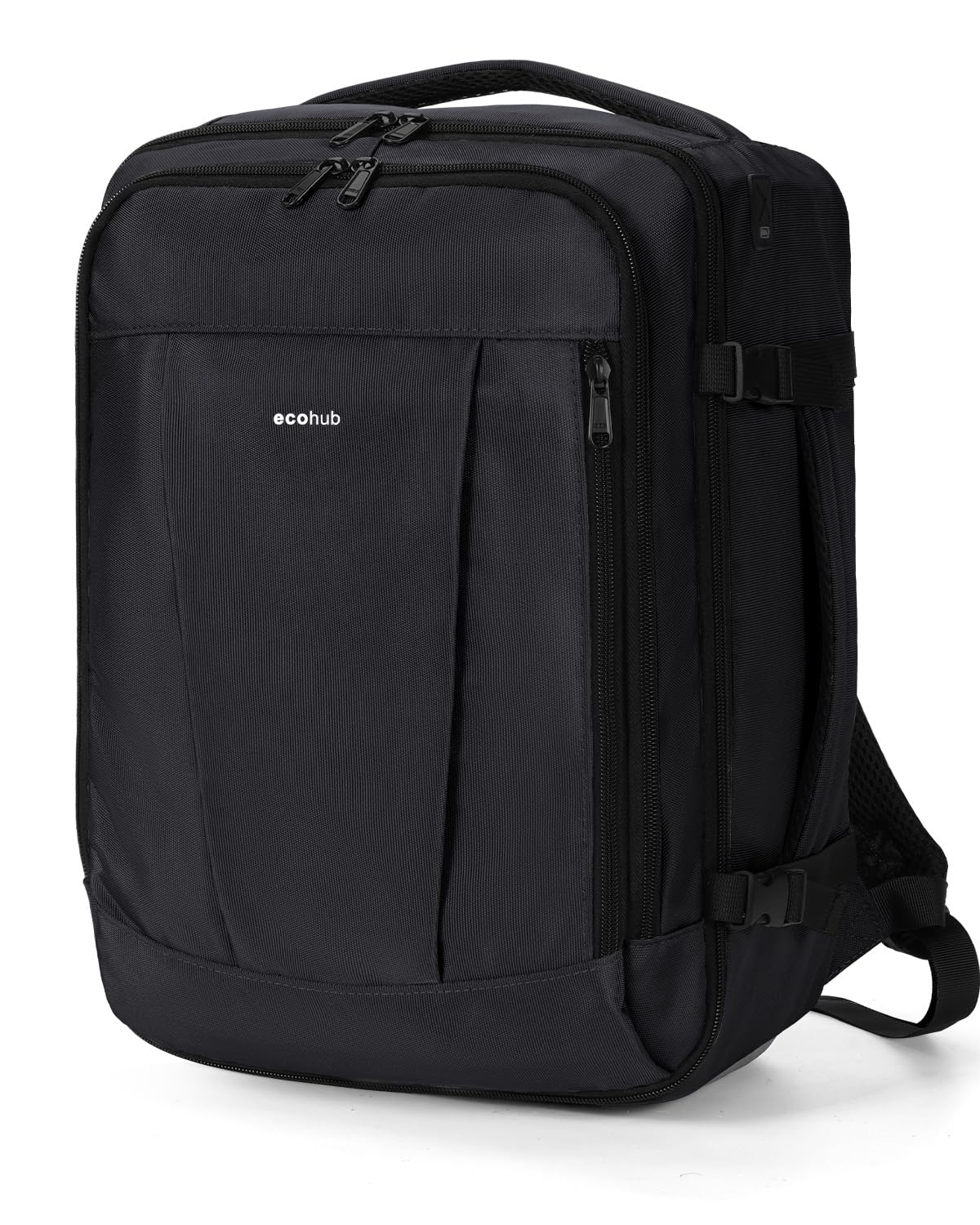ECOHUB Zaino Ryanair 40x30x20 cm, Bagaglio a Mano 24L, 13 Tasche, Leggero | Tasca Antifurto, Sotto il Sedile, Cerniere SBS, Apertura a 180°, Resistente all'acqua, Materiale Riciclato, per Viaggi Aerei