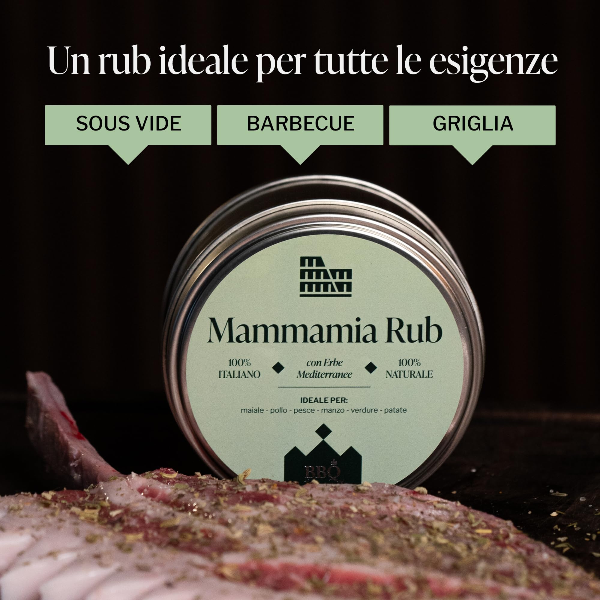 BBQ KING - Christmas Box Rub, Scatola Regalo per Natale, Ottima Idea Regalo, Set Spezie Cucina 100% Made in Italy, Selezione di Spezie BBQ KING + Termometro con Lettura Istantanea