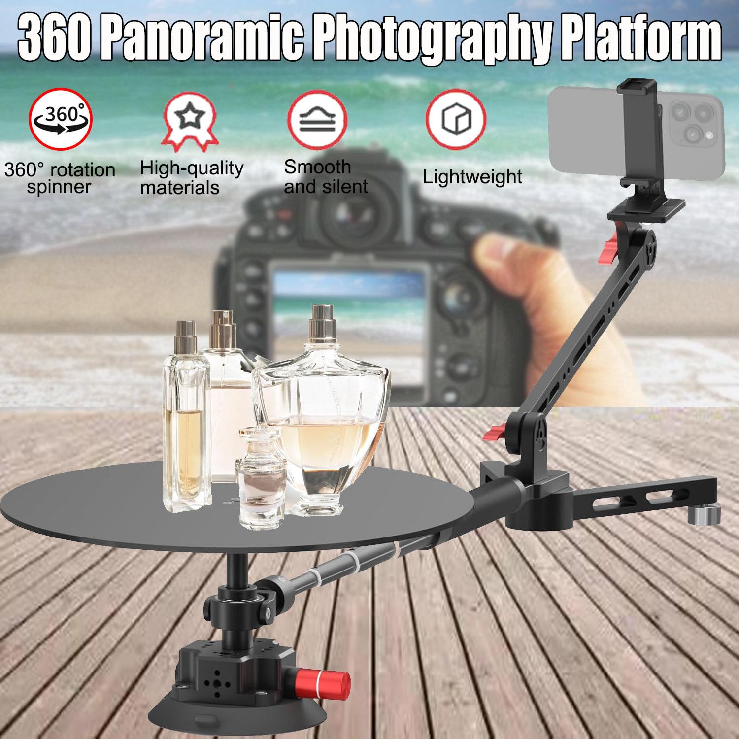 Obrotowy Stół 360 Stopni, Profesjonalny Stół Obrotowy Do Fotografii, Obrotowy Slider Do Aparatu, Obrotowa Platforma, Do Fotografii Produktowej/Nagrywania Filmów/Robienia Zdjęć