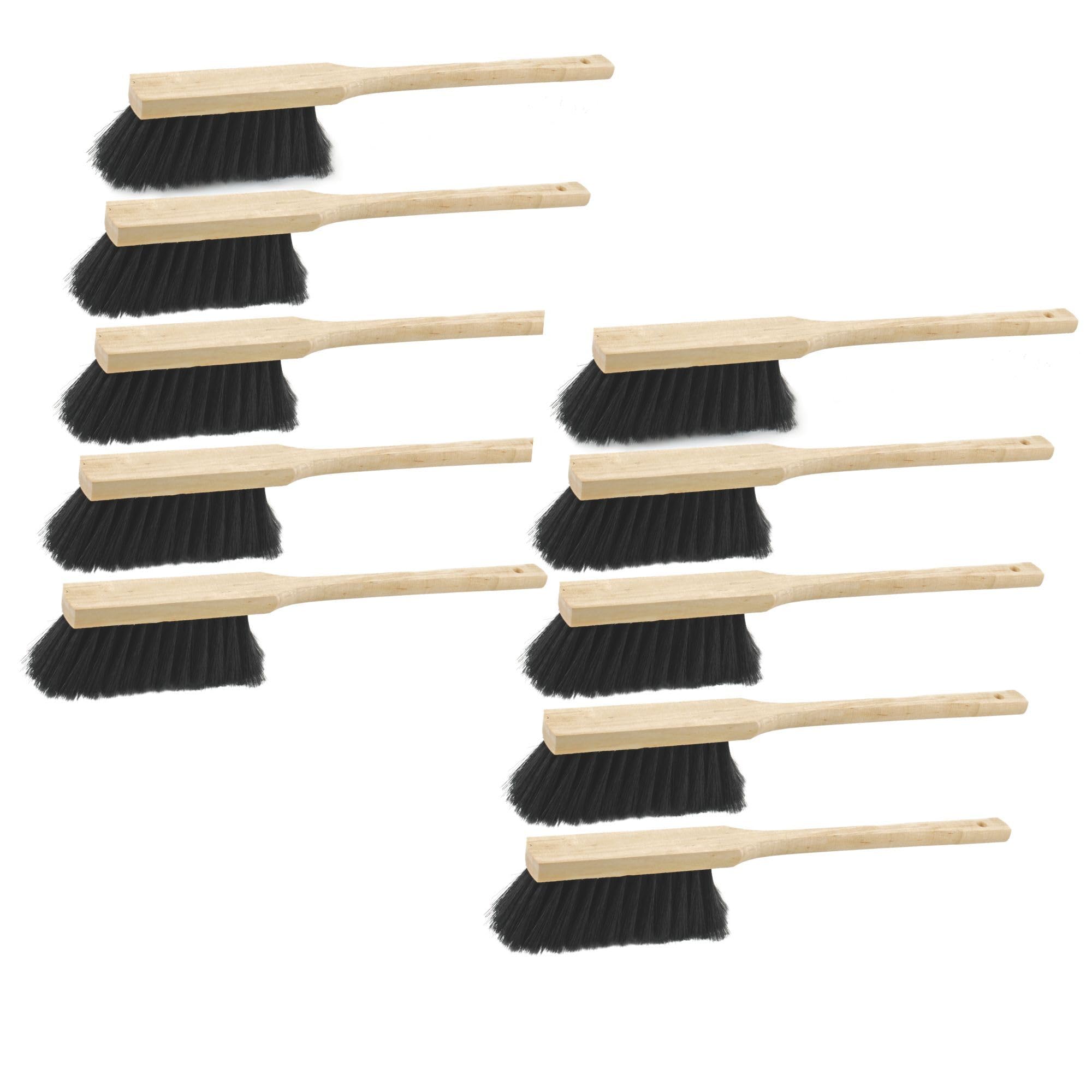 Novaliv 10 cepillos de mano de mango largo de alta calidad de 60 cm con mango de madera, cerdas sintéticas finas, limpieza eficaz, cerdas suaves en el hogar, polvo, suciedad, pelo, duradero, fácil de