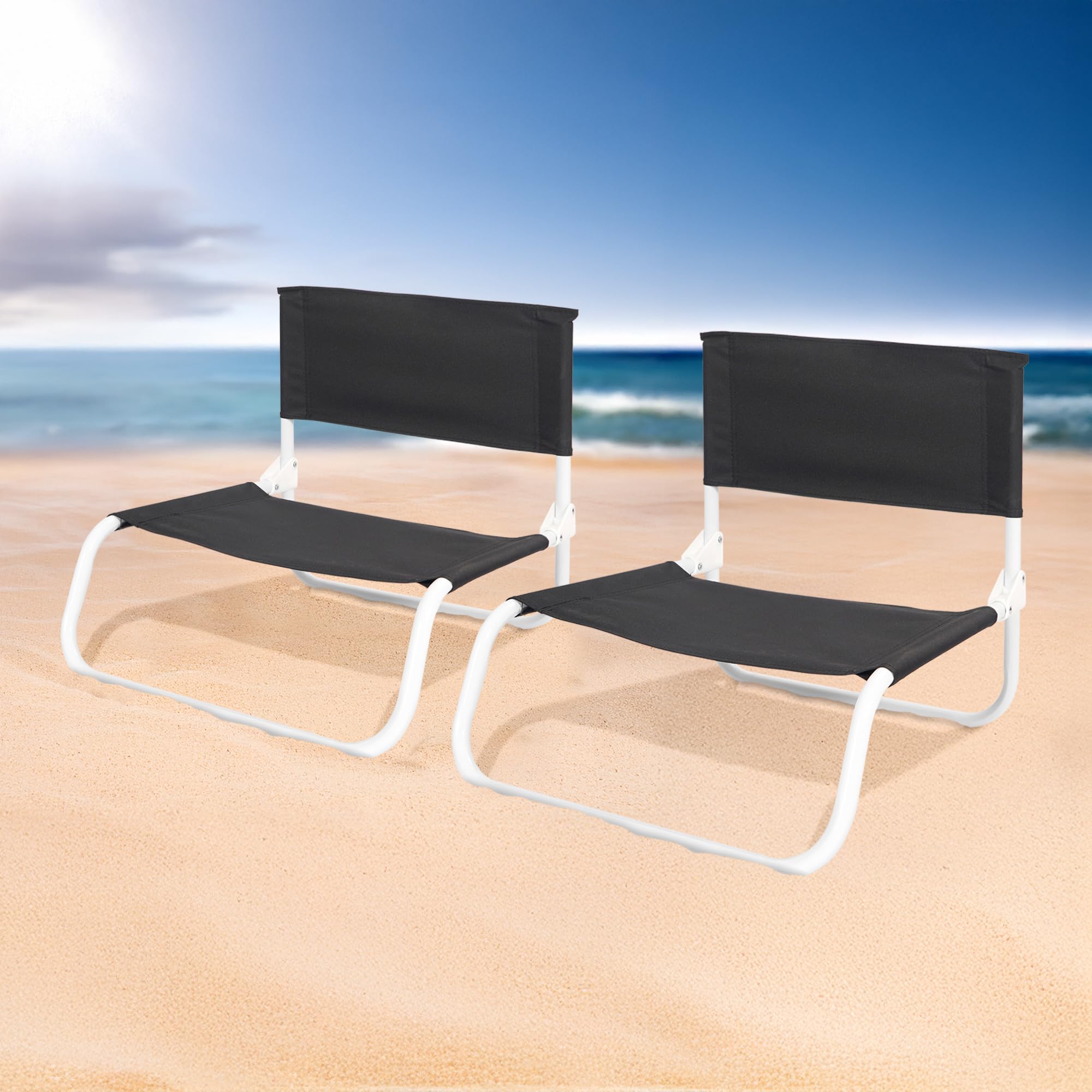 IlGruppone Coppia Spiaggine Lettino Prendisole Spiaggina Portatile 2 Pezzi Pieghevole Sdraio Giardino Compatta in Acciaio Facilmente Trasportabile Comoda Mare Campeggio Spiaggia