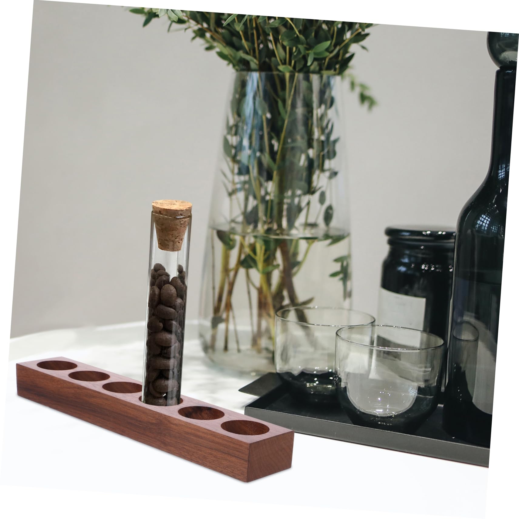 Cabilock Supporto Per Provette in Legno Per Chicchi Di Caffè 5 Pezzi Robusto E Versatile Espositore Per Provette