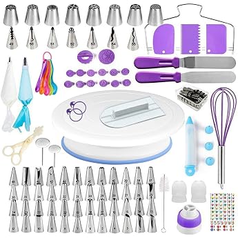 137 Piece Cake Accessory Set with Turntable - Purple