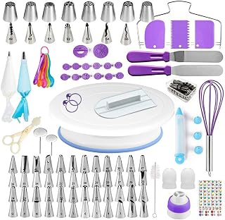 Torten-Zubehör-Set 137-teilig mit Drehteller – lila