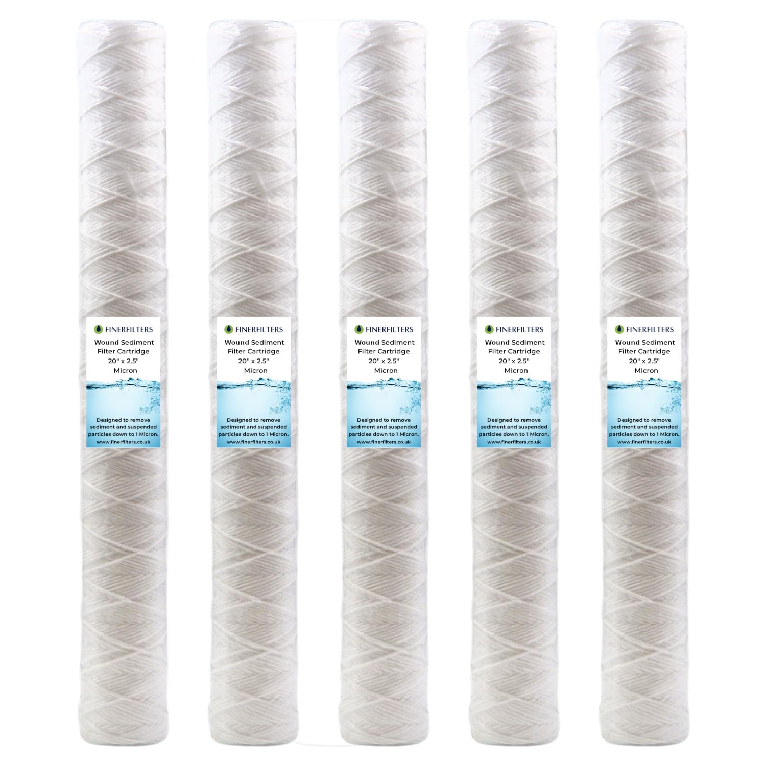 Filtro acqua per sedimenti standard da 50,8 cm | 1 micron, 50,8 x 6,3 cm | Alta capacità di tenuta dello sporco, adatto per alloggiamenti standard da 50,8 cm (confezione da 5)