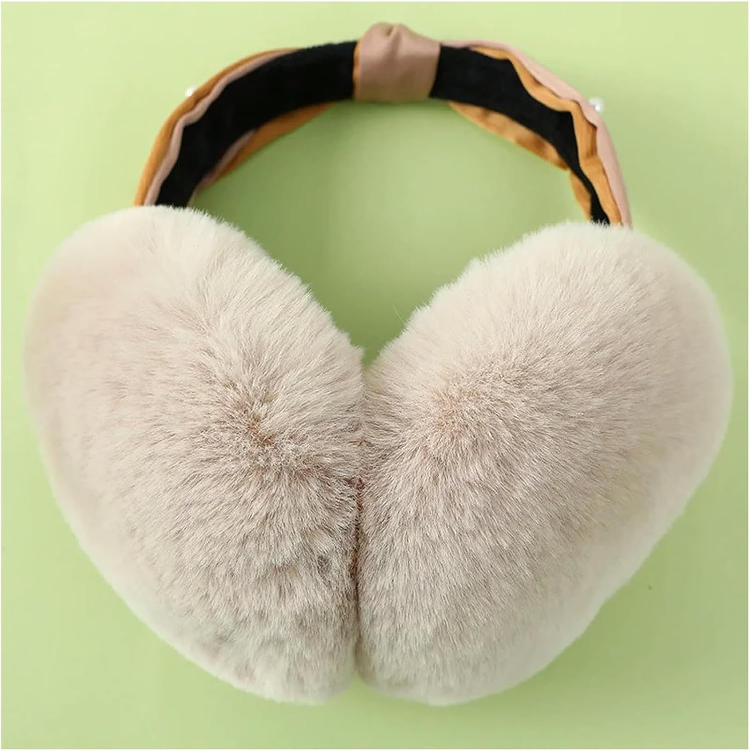 Ear Muffs Warm Ear Muff Pearl Fashion Earmuffs Cute Plush Fur Headphones Unisex Warmer Solid Color Girls Headband(Black)
