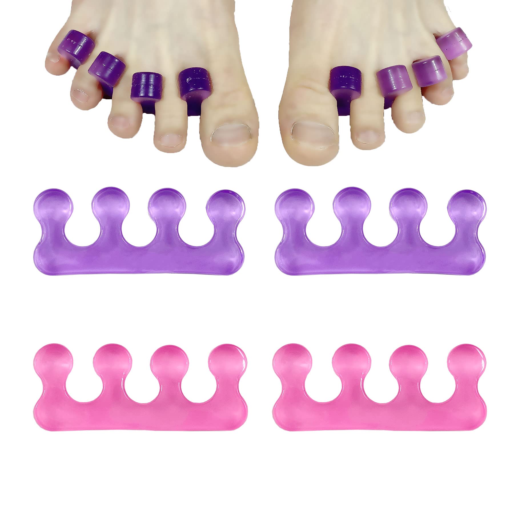 4 Pcs Toe Separators for Pedicure,Toe Separators for Women,Easy Finger and Toenail Polish Grooming,Soft Gel Toe Spacers Pedicure Kit,Pedicure Toe Separators for Separating Toenails or Nails