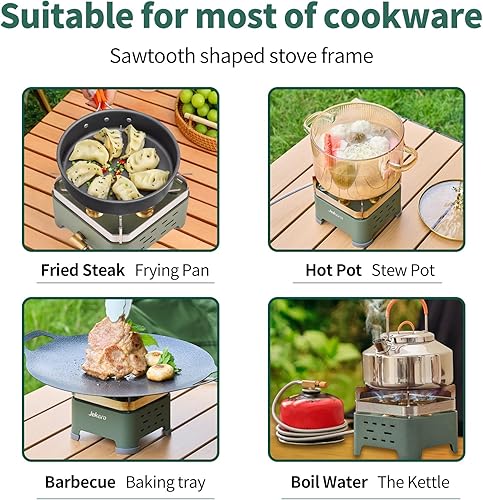 Miniatura 4 de Estufa de campamento de 30,000 BTU, estufa de gas portátil para campamento, pequeña estufa de butano de propano a prueba de viento, acero