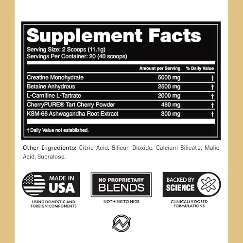 Miniatura 32 de Outwork Nutrition Polvo de recuperación después del entrenamiento, monohidrato de creatina, Ashwagandha KSM-66 y cereza ácida, acelera la