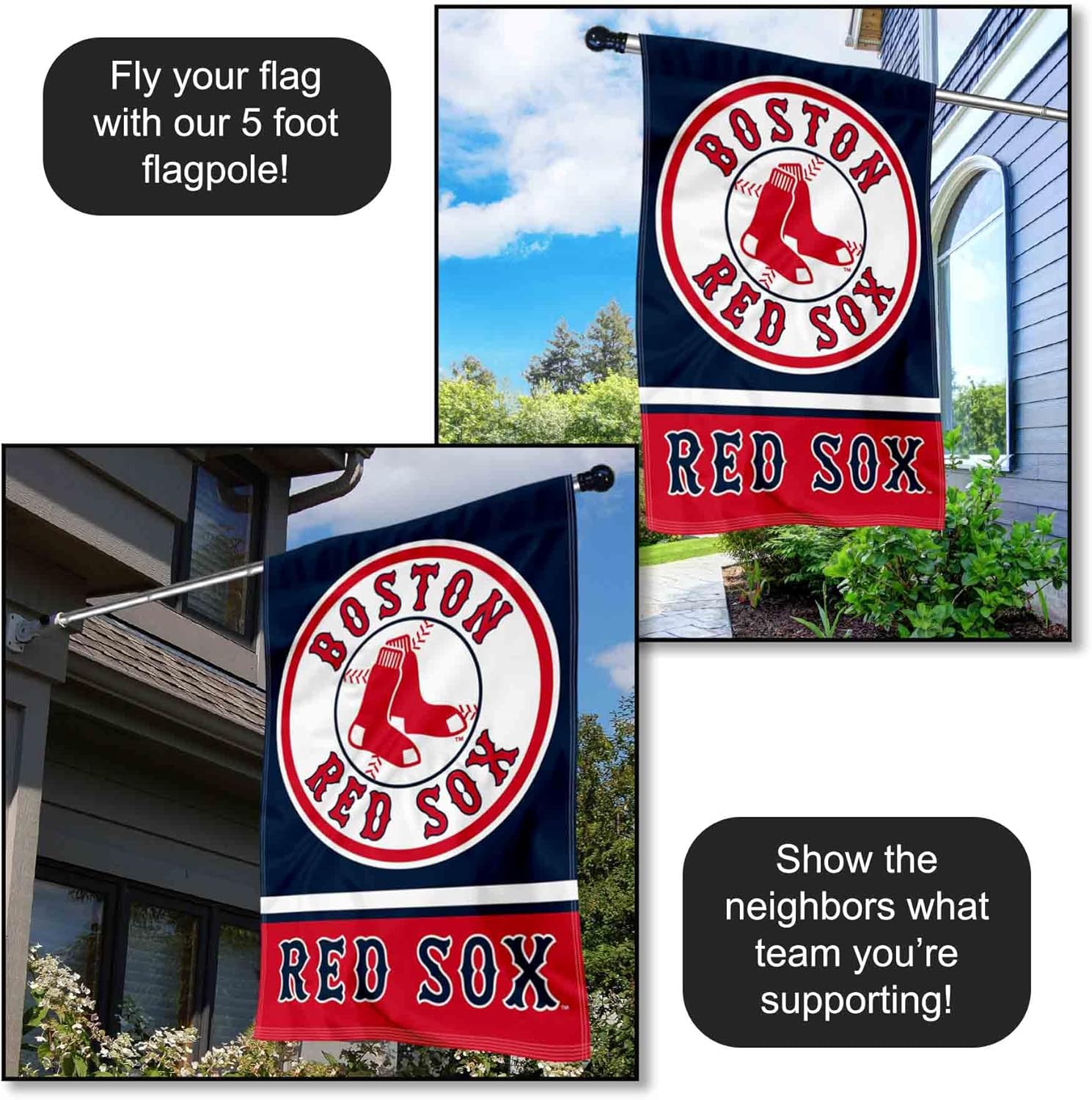 Boston Red Sox Two Sided House Flag