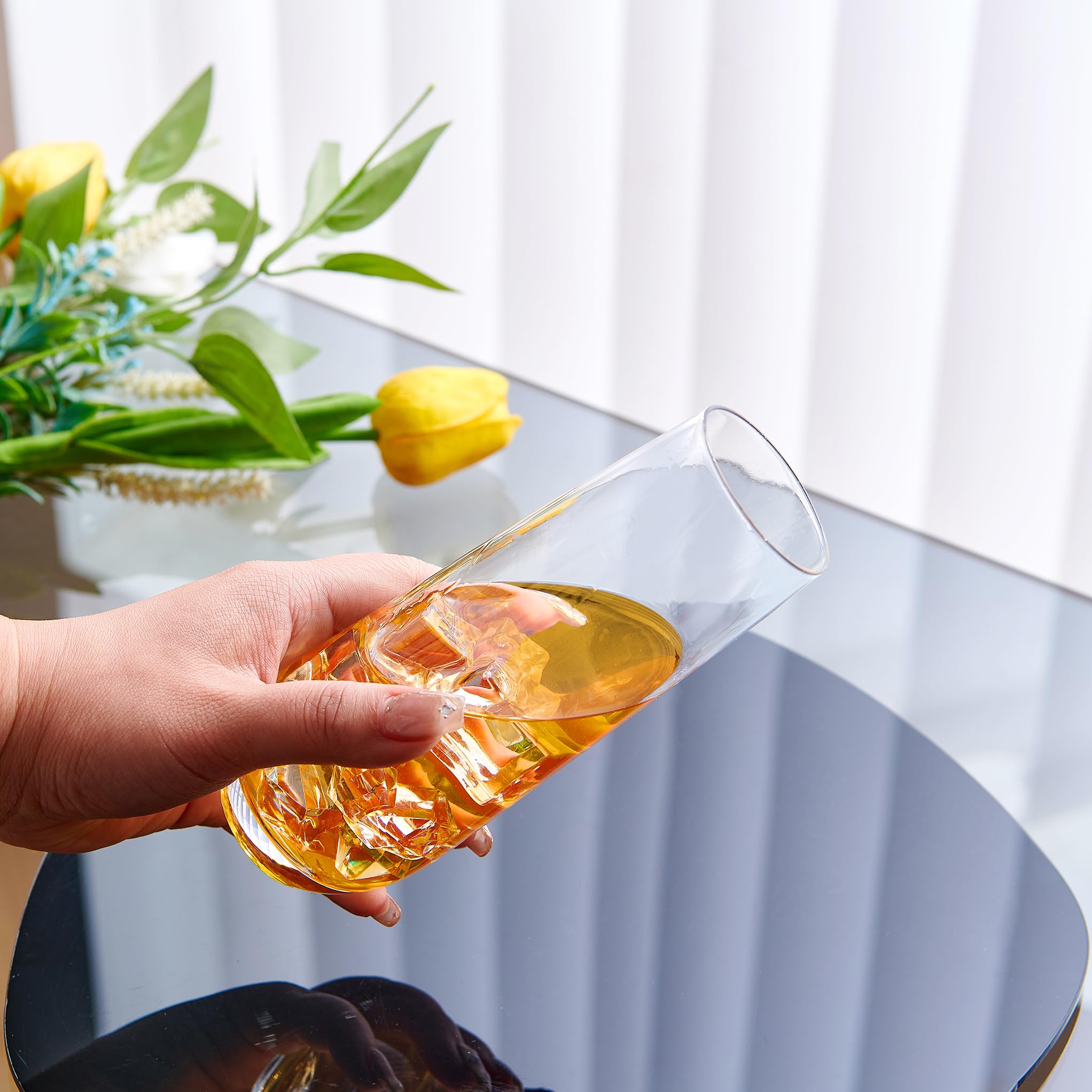 Juego de 6 vasos de agua para beber jugo, cristalería de cristal, vaso de cocina, base de cerveza para vino, cócteles, bebidas