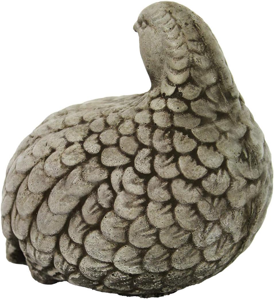 Quail Concrete Ornamental Statue Cement Bird Figurines Carved Sculpture Yard Art Dark Almond Brown