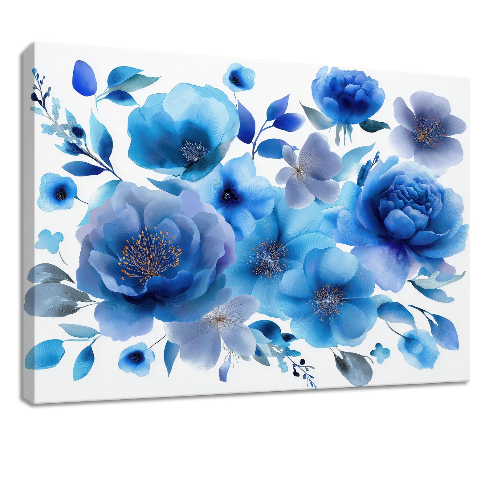 Genérico Impresión sobre lienzo de acuarela Cuadro decorativo de pared, pintura 120 x 60 cm, color blanco, floral, rosa, hojas – Carteles artísticos para sala de estar, dormitorio, cocina, oficina