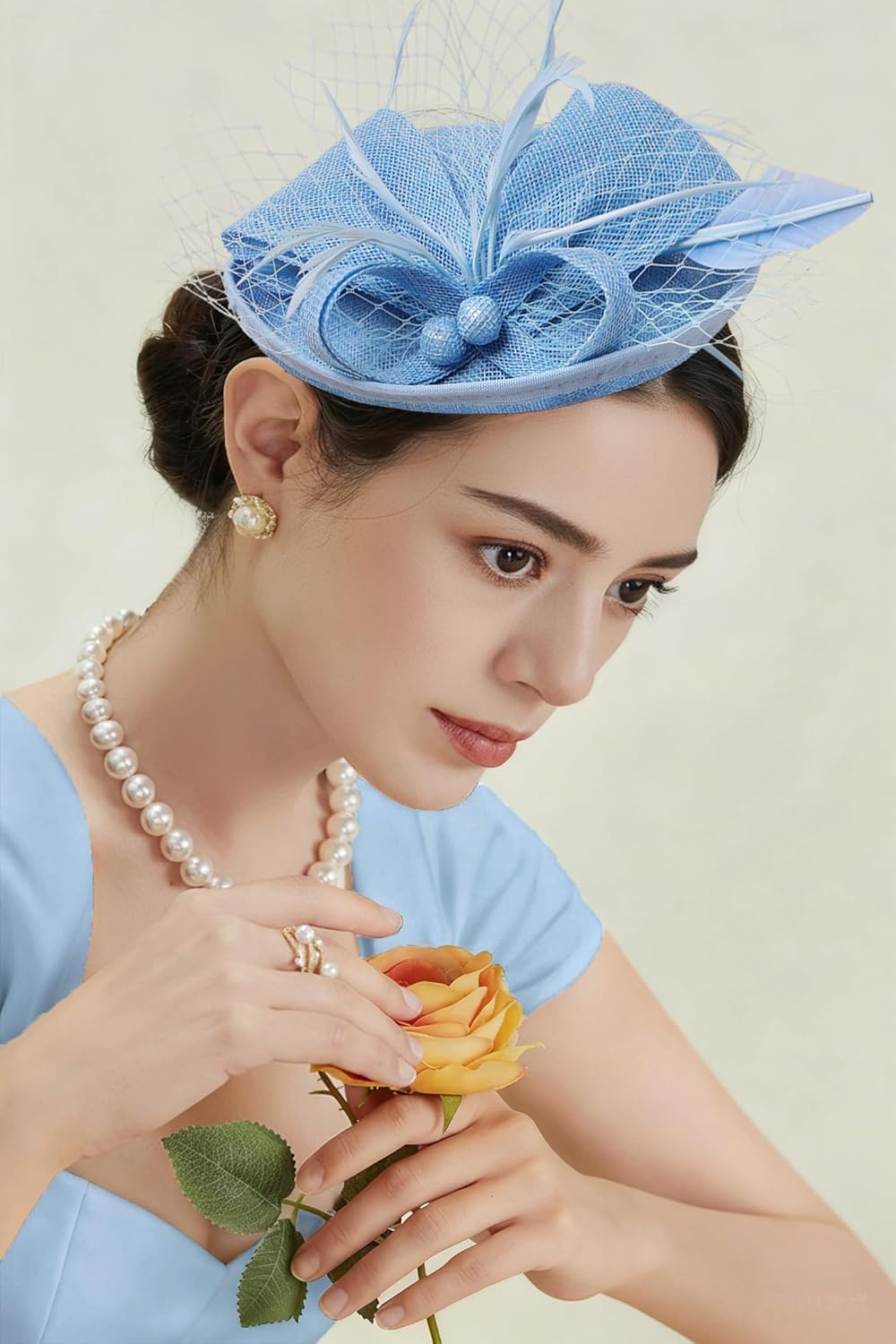 BABEYOND Fascinators Hats for Women - Tea Party 2025 Kentucky Fascinator Pillbox Derby Hat Sinamay Headband with Hair Clip - Image 4