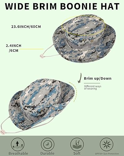 Miniatura 4 de Sombreros de sol para hombres y mujeres, sombrero de cubo UPF 50+, sombrero Boonie plegable, protección UV, senderismo, playa, pesca, safari