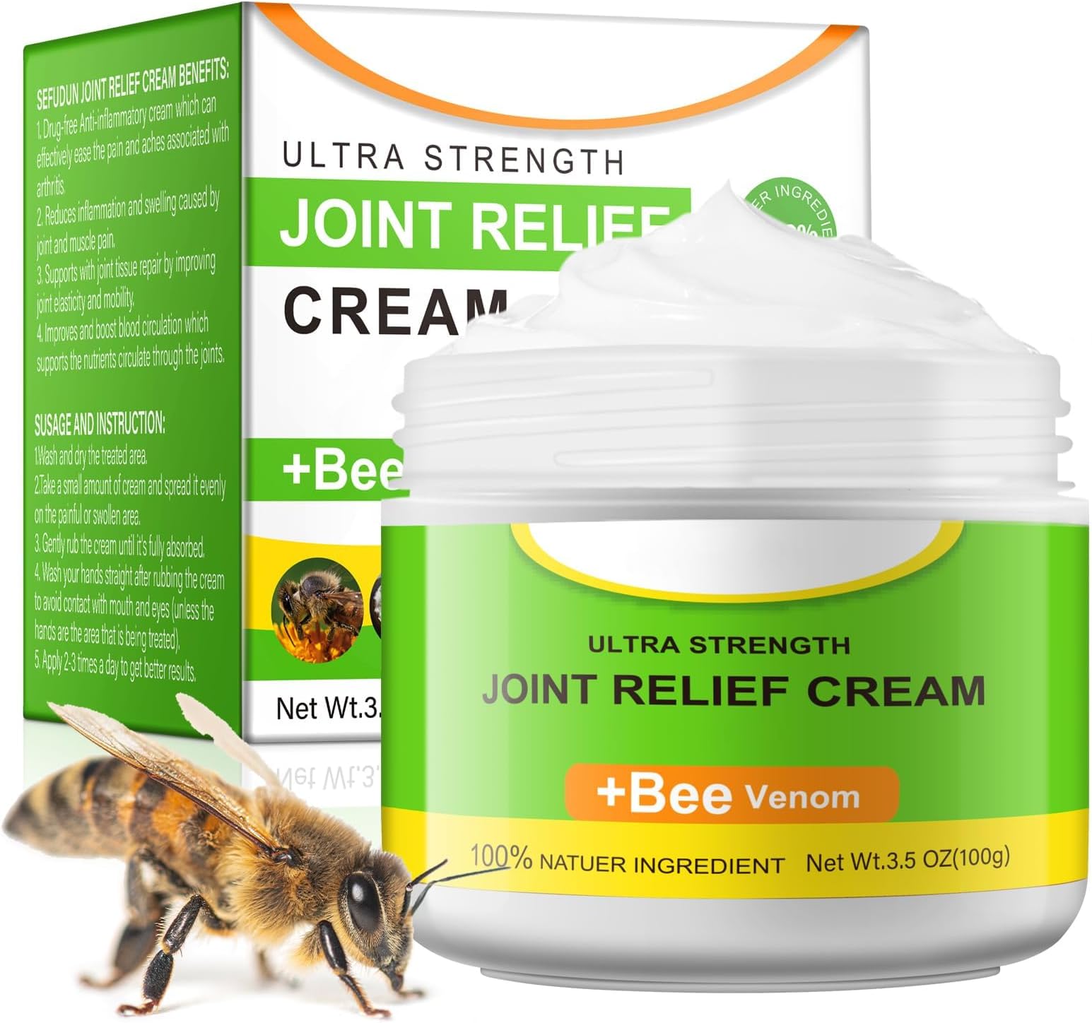 Bee Ointment, Bee Cream, Joint Bone Therapy, Bee Cream, Arthritis Pain Relief Cream with Natural Formula, Ultra Strength Joint Relief Cream for Soreness Muscle Recovery, 100 g