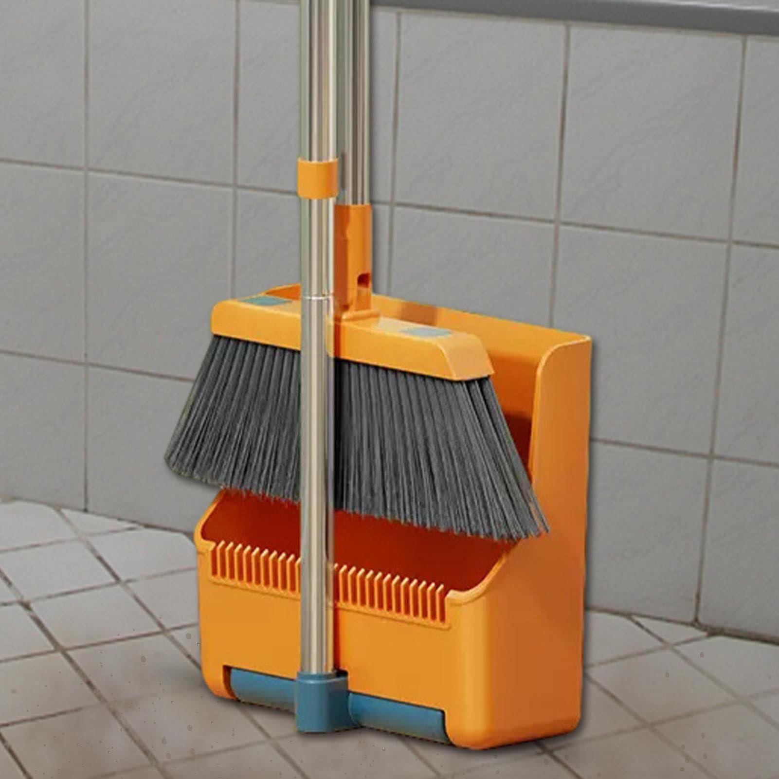 Juego de escoba y recogedor | recogedores de pie con combinación de escoba | giratoria de 180 grados | Escoba de pie y recogedor para comedor, baño, garaje, cocina, dormitorio y vestíbulo