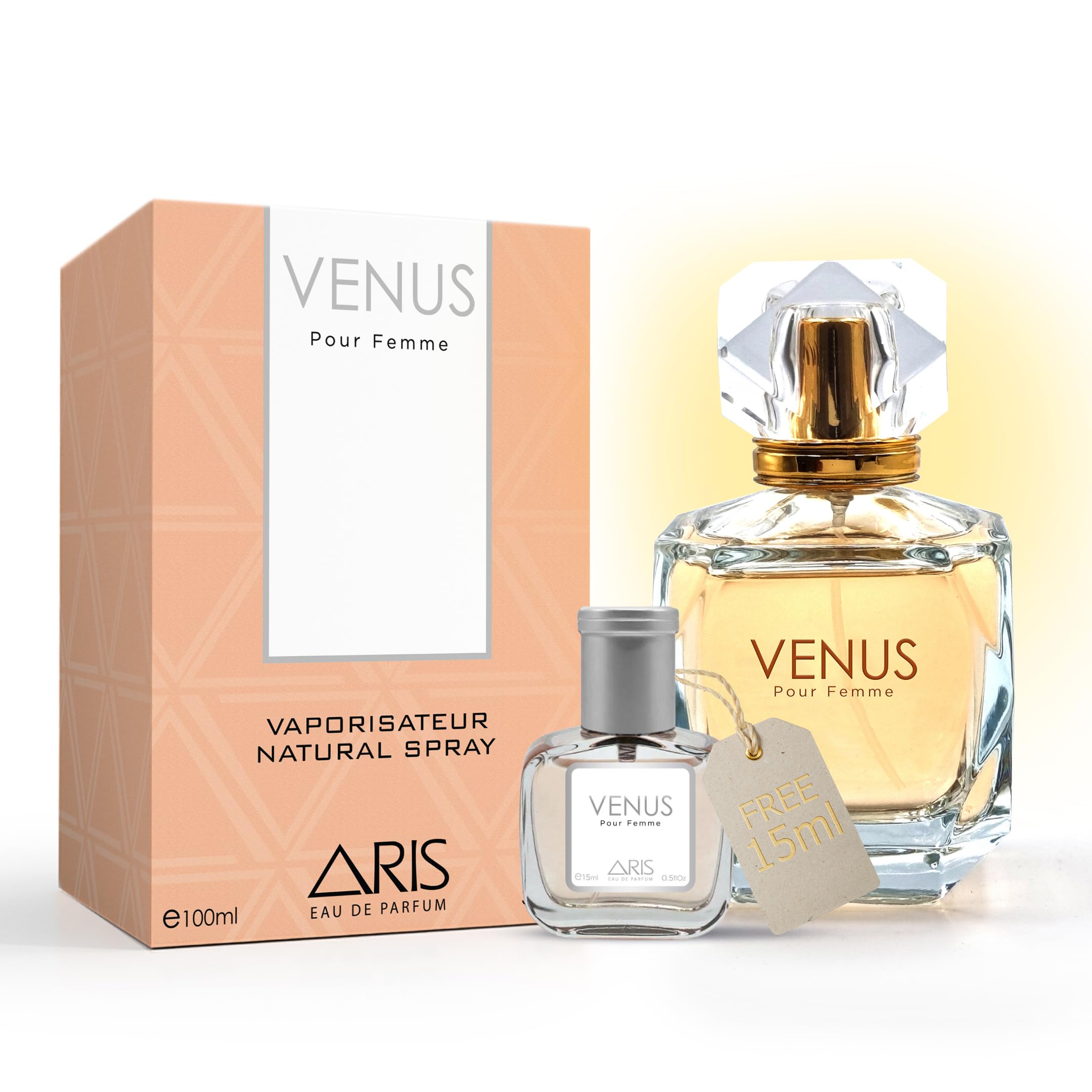 Venus by ARIS Eau de Parfum for Women – Long-Lasting Vanilla and Woody Fragrance – 100ml Perfume Spray – Elegant Ladies’ Scent Comes with Extra 15ml Sample (Random Scent Included)
