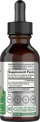 Miniatura 2 de Horbäach Gotas líquidas de extracto de palma enana americana | 2 onzas líquidas | Tintura sin alcohol | Suplemento vegetariano, sin OMG y sin gluten
