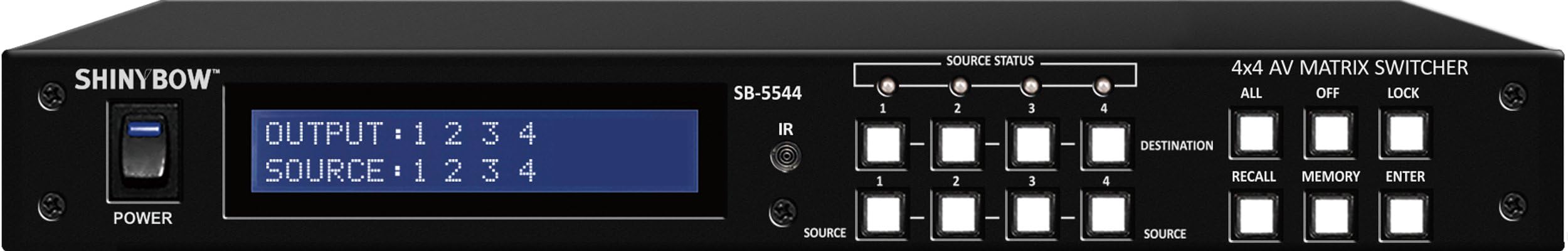 Shinybow SB-5544LCM 4x4 Composite Video/Stereo Audio Matrix Switcher