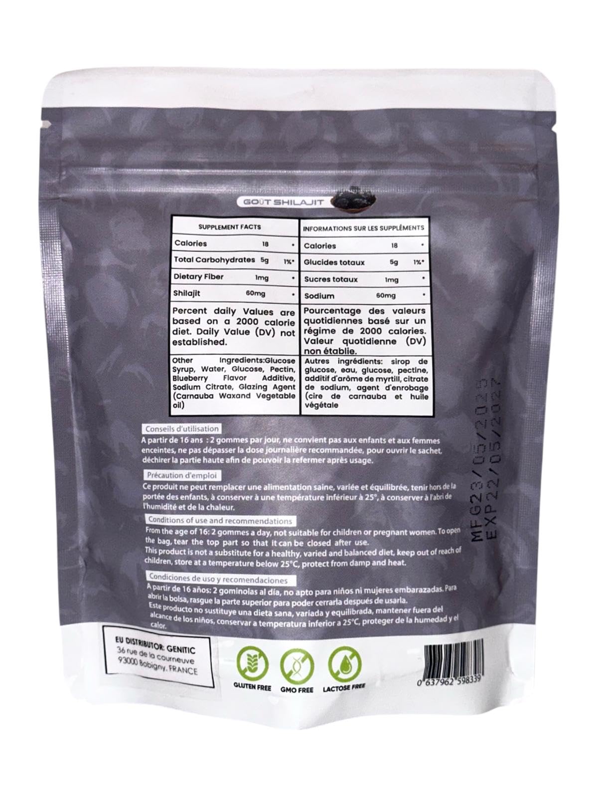 Gummies Shilajit Pur Bio, Shilajit Himalaya, Boost métabolisme, Libido et Energie, Acide Fulvique, Soutien Immunitaire pour hommes et femmes, complément alimentaire 100% Naturel