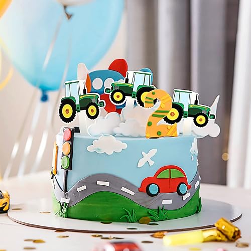 Miniatura 5 de BESTOYARD Juego de 42 adornos para cupcakes temáticos de construcción, decoración de tartas de excavadora para fiestas temáticas de construcción,