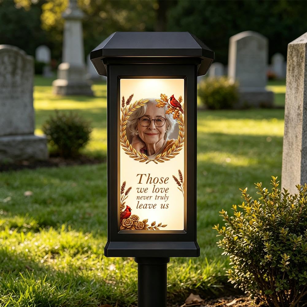 Personalized Memorial Gifts - Solar Lights for Cemetery, Personalized Memorial Solar Garden Light with Photo & Name & Year, Garden Remembrance Plaques Grave Light for Loss of Loved Ones Sympathy Gift