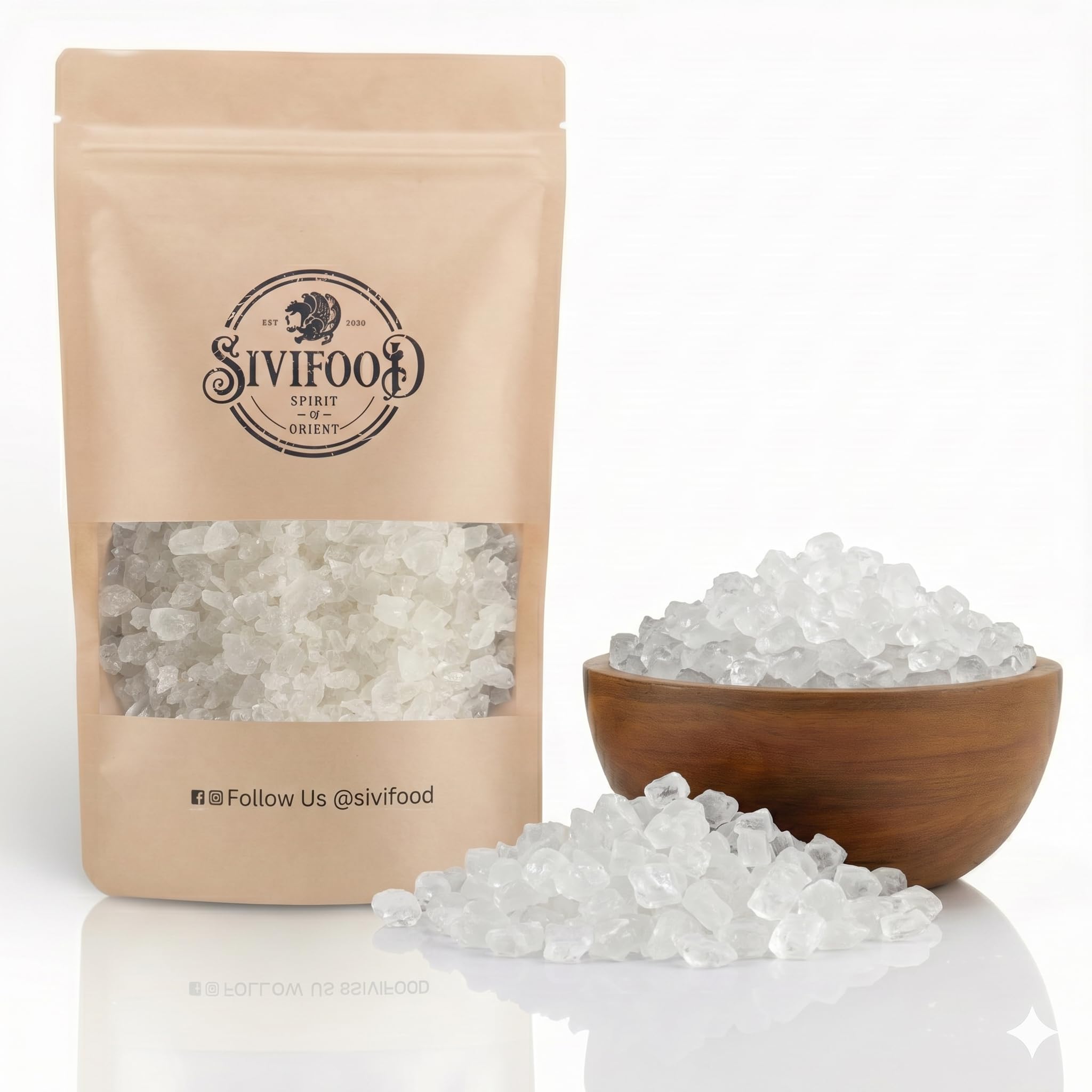 SIVIFOOD fragments de sucre candi naturels blanche 1kg - bonbons de roche en croûte naturels - bonbons de sucre de roche de sucre cristal naturel bonbons de miettes de sucre granule 1000g