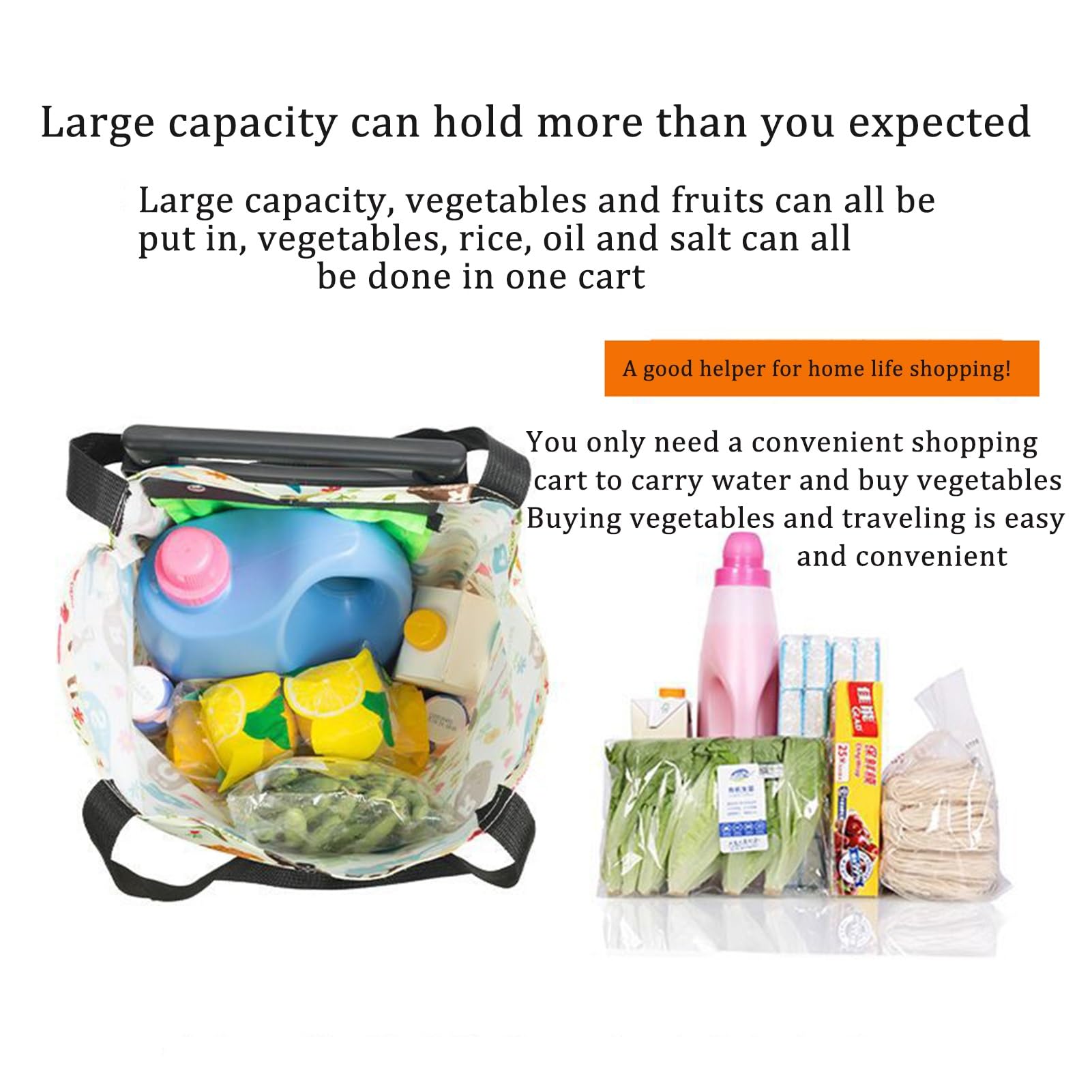 Sac De Rechange Pour Chariot De Courses, Sac À Roulettes, Sac En Tissu Oxford Imperméable Haute Densité, Sac De Rangement Double Usage Portable Avec Tige De Traction Épaisse De 40 L, 27 X 14 X 45 Cm
