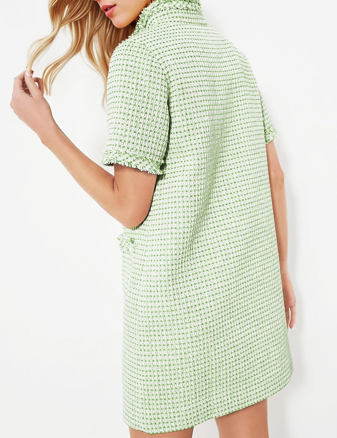 PEHMEA Womens Tweed Dress 2026 Short Sleeve Shift Mini Elegant Formal Work Cocktail Party Dresses