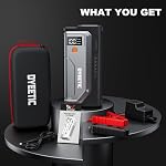 6000A Démarreur de saut, 12V Booster de batterie de voiture (Tous gaz et 12.0L Moteur diesel),26800mAh Câbles de démarrage de voiture Smart Jumper, Portable Power Bank avec USB QC3.0.800LM Lampe de poche
