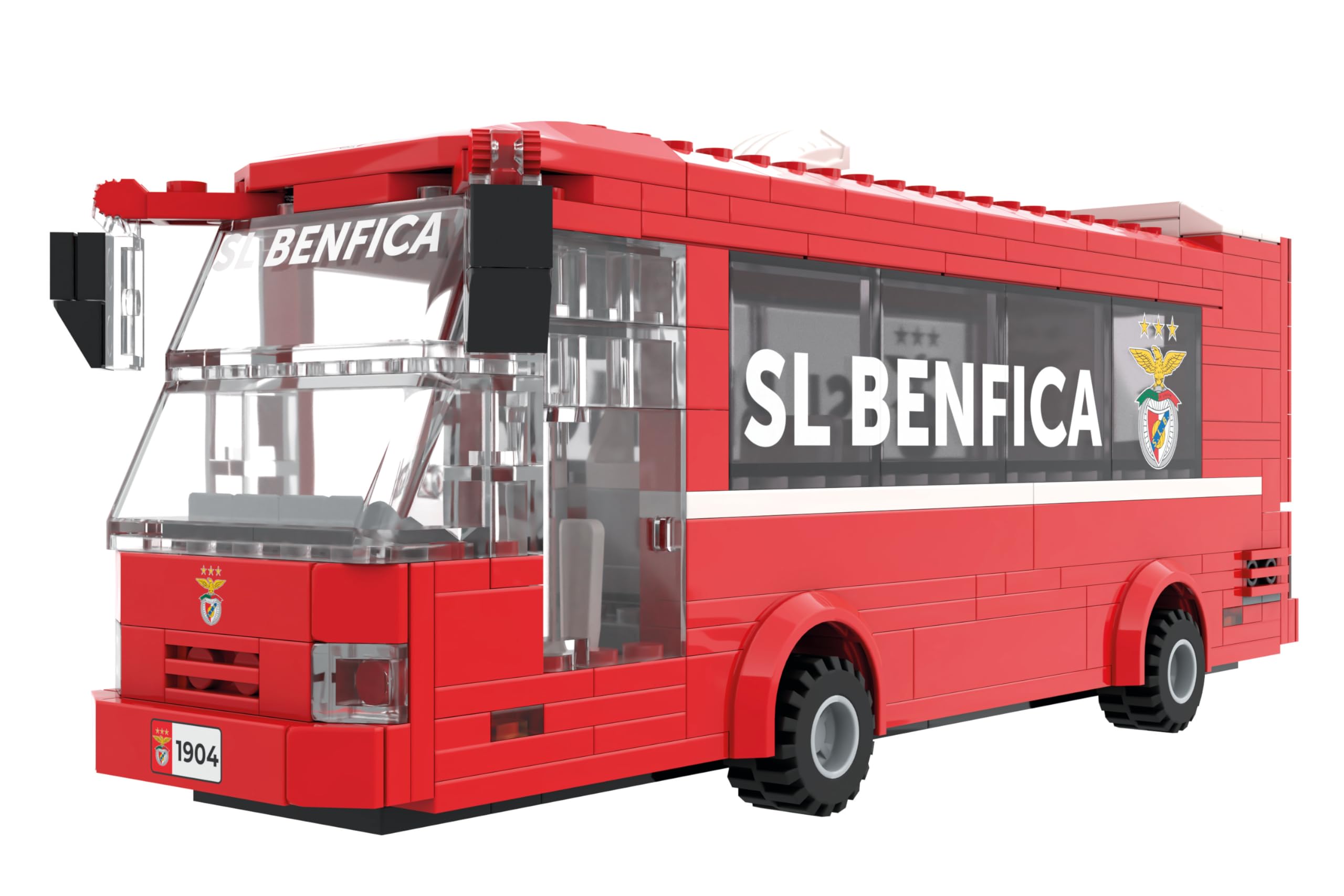 LICENÇA Oficial Sport Lisboa E Benfica. Autocarro da equipa Sport Lisboa e Benfica. Conjunto de construção com 332 peças, 24 cm. Presente para meninos e Meninas com Mais de 7 Anos. Neko Brands