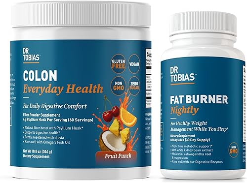 Dr. Tobias Colon Everyday Health & Fat Burner Nightly - Bebida diaria de fibra y apoyo para el metabolismo nocturno - Ayuda a frenar los antojos y