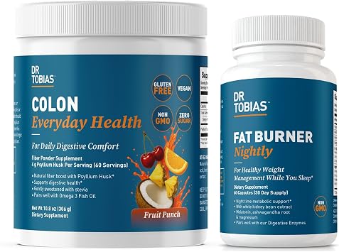 Dr. Tobias Colon Everyday Health & Fat Burner Nightly Daily Fiber Drink & Nighttime Metabolism Support Help Curb Cravings and Promote Digestive Comfort