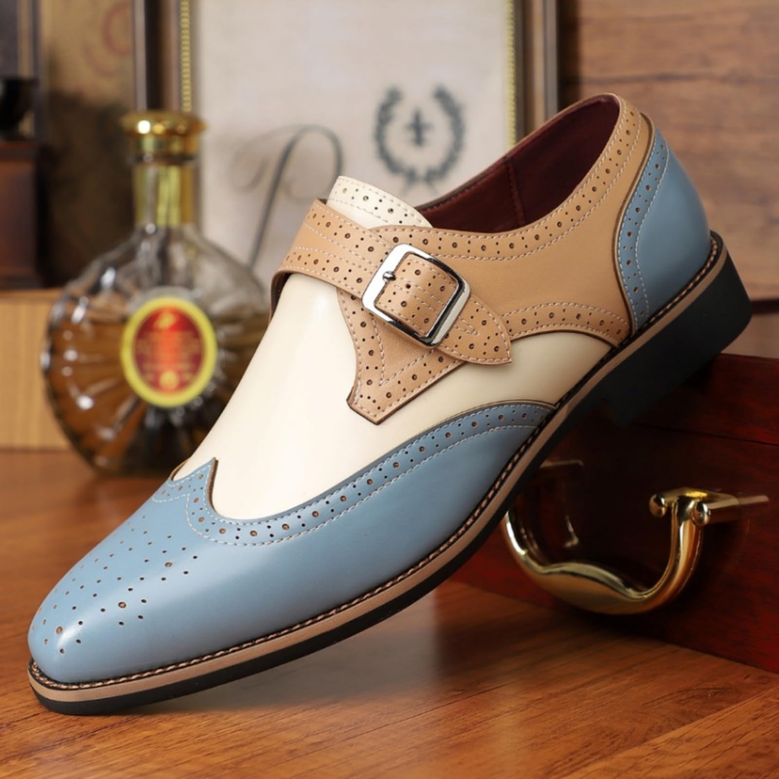 Hixingo Scarpe Stringate Uomo in Pelle | Scarpe Eleganti da Abito comoda Design classico ideale per ufficio, lavoro, matrimoni, cerimonie ed eventi formali