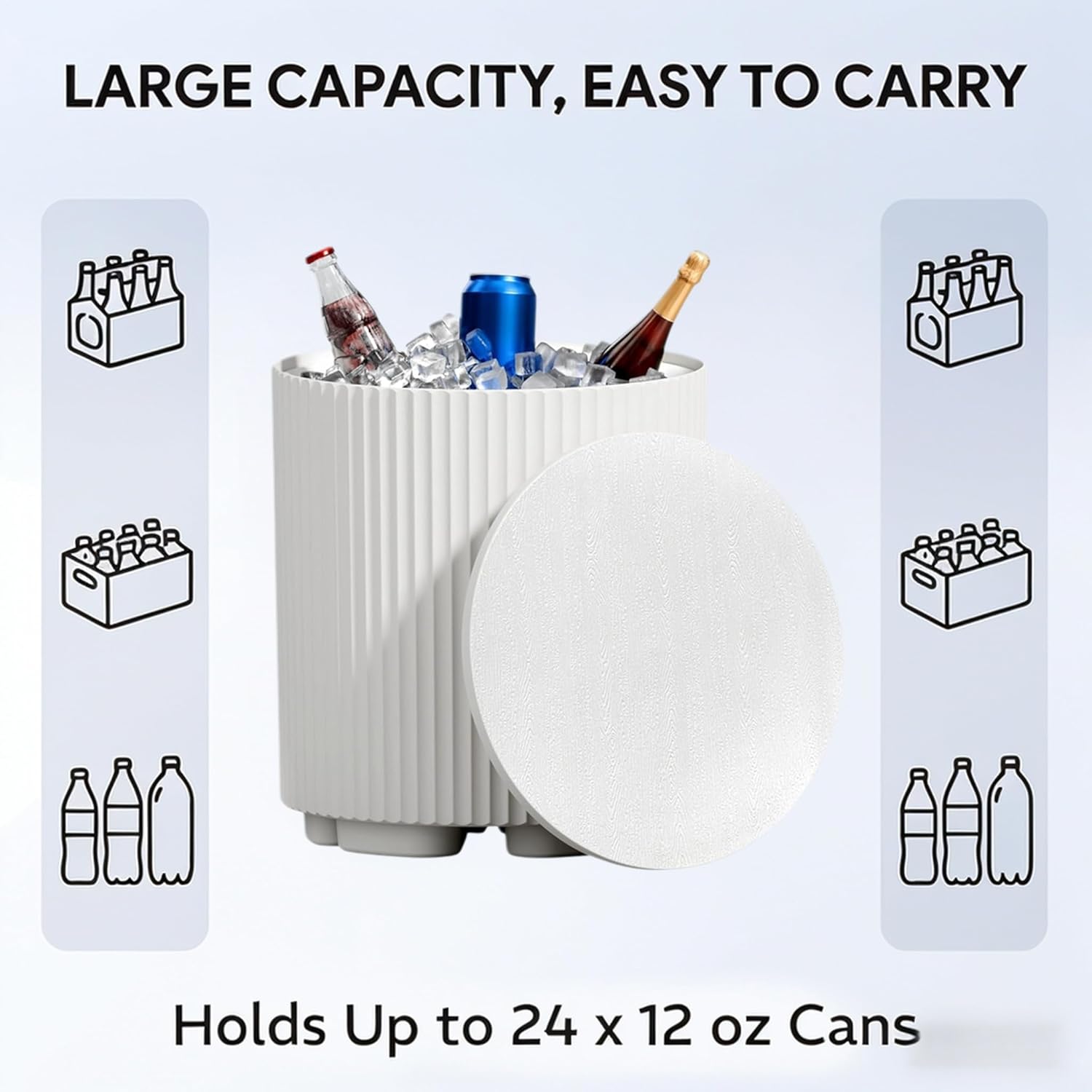 Outdoor Cooler Side Table, 2-in-1 Portable Ice Chest Side Table, Cooler Table All Weather Resistant for Patio & Parties & Picnics & Beach & BBQ