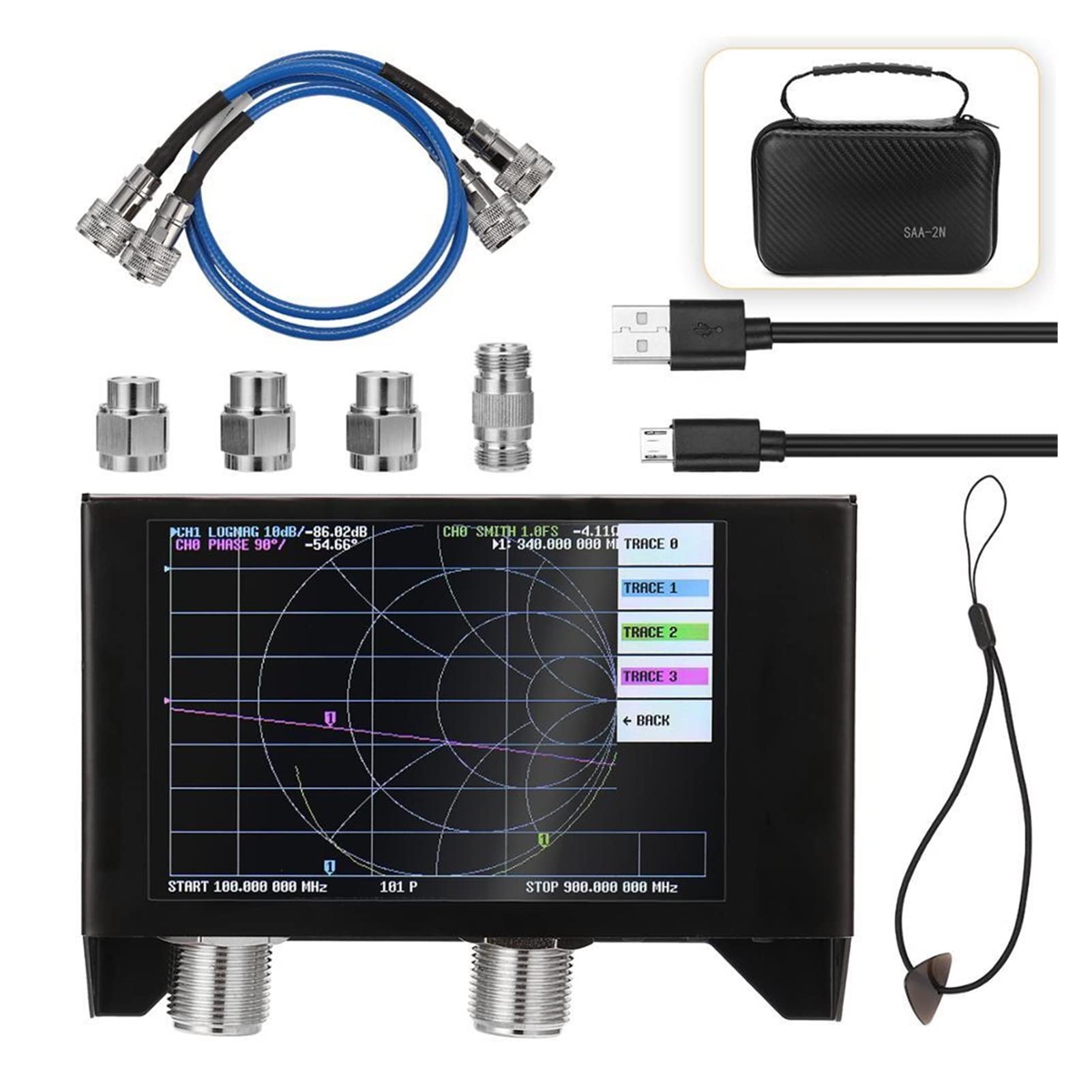 Spektrumanalysator, VNA-F V2 4.3 Zoll IPS LCD Vektor -Netzwerkanalysator anzeigen S-A-A-2 Antennenanalysator Kurzwelle HF VHF UHF(Type 1)