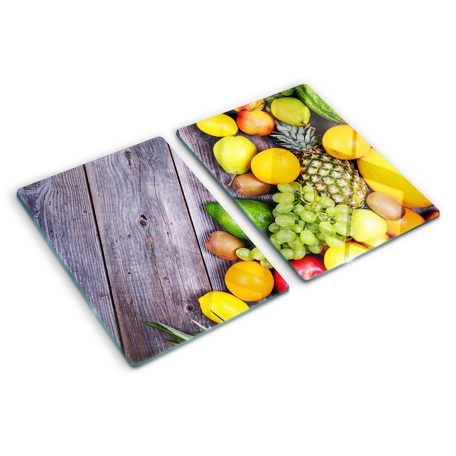 Planche à découper Tulup 2x40x52 cm en verre trempé avec décor de fruits sur bois