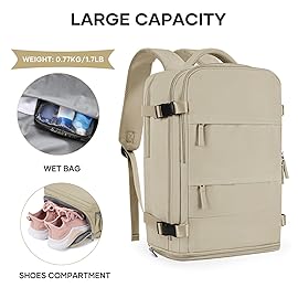 coowoz Travel Backpack For Women Men,Carry On Backpack,Hiking Backpack Waterproof Outdoor Sports Rucksack Casual Daypack travel essentialsKhaki