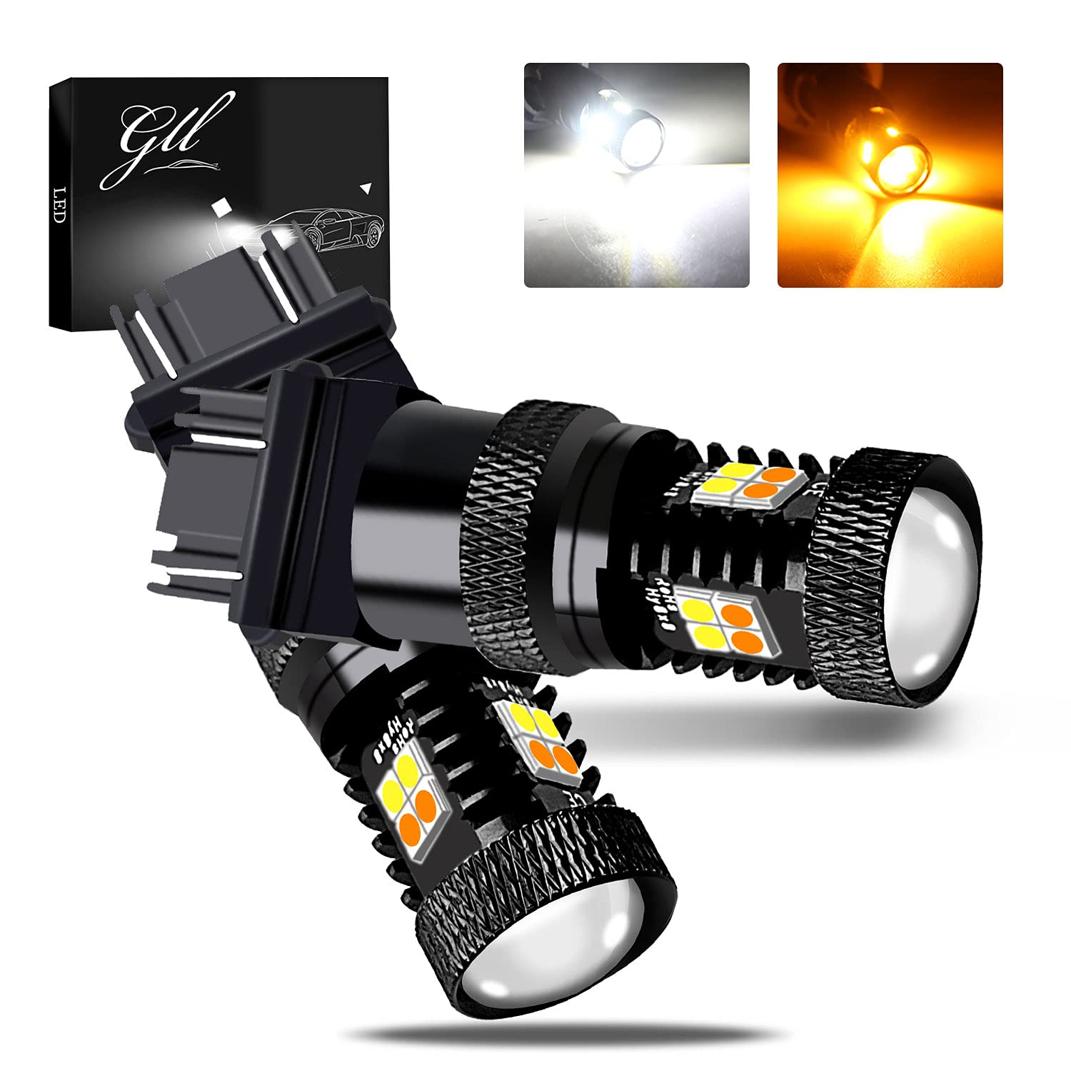 3157 3057 3357 4157 Amber/White Switchback Turn Signal LED Light Bulbs and Parking Lights Daytime Running Lights Applicable ck (Pack of 2)