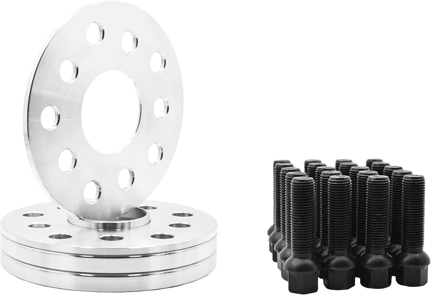 Venum wheel accessories 4 Pc Staggered 5x100 & 5112 Hub Centric Spacers 5 mm & 10 mm + Black Ball Seat 14x1.5 Lug Bolts Compatible with Volkswagen & Audi - Factory Wheels