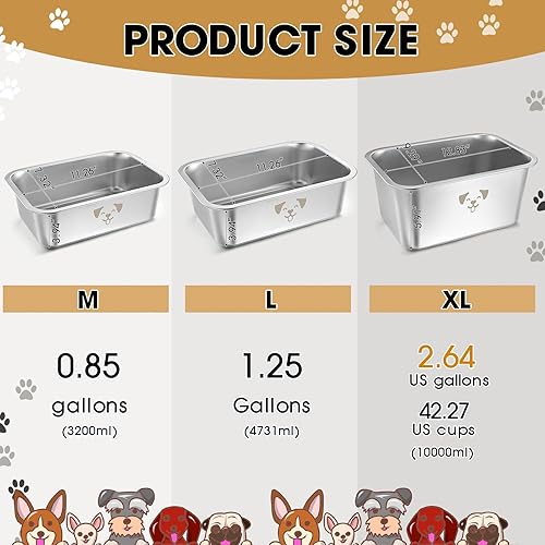 Miniatura 2 de 4 cuencos de agua grandes para perros, cuencos grandes de acero inoxidable extra grandes para perros, cuencos metálicos para mascotas resistentes a