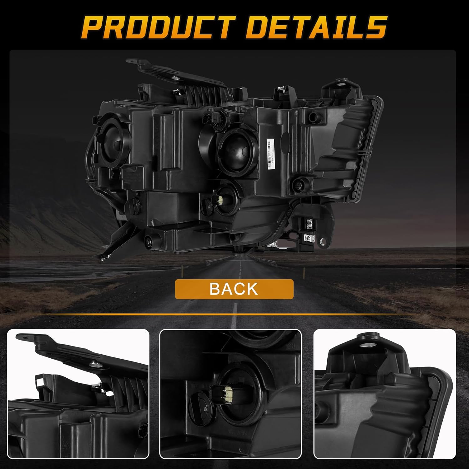 Chrome Halogen Headlights Assembly Compatible with 2019 2020 2021 2022 2023 2024 Dodge Ram 2500 3500 With bulb Left Driver Side Headlamp OE CH2502334 68360177AE 68360177AD