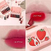 Vista 2 de Sulily Juego de tintes de labios de 6 colores, brillo de labios coreano, mini lápiz labial líquido, tinte multiusos para labios y mejillas, vaso