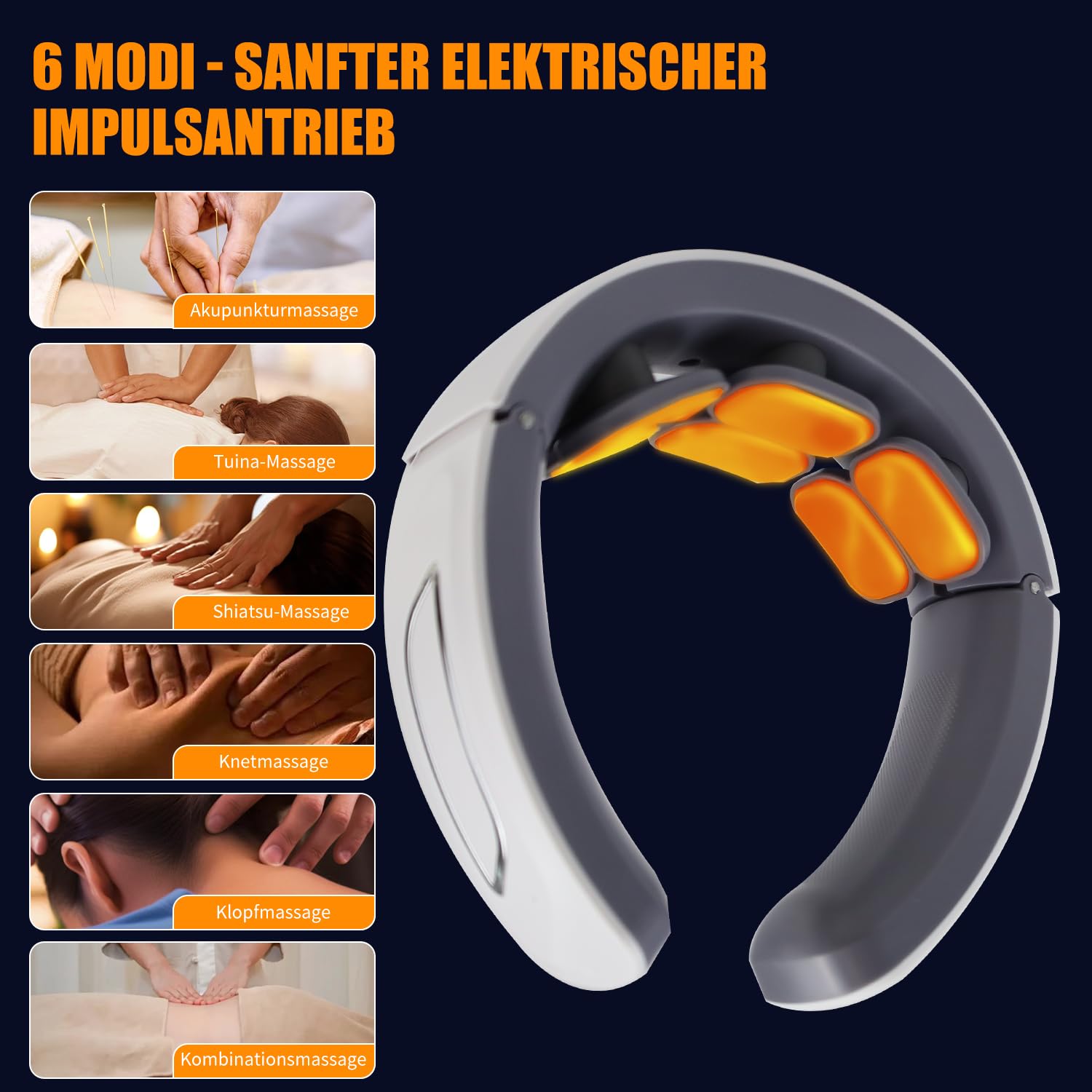 Aohcae Neurotex Nackenmassagegerät, Nurotex 11-In-1 Nackenlösung mit 6 Elektrotherapie-Köpfen, 6 Modi 9 Intensitätsstufen Tragbares Elektrisches Nackenmassagegerät für Zuhause Büro Reise