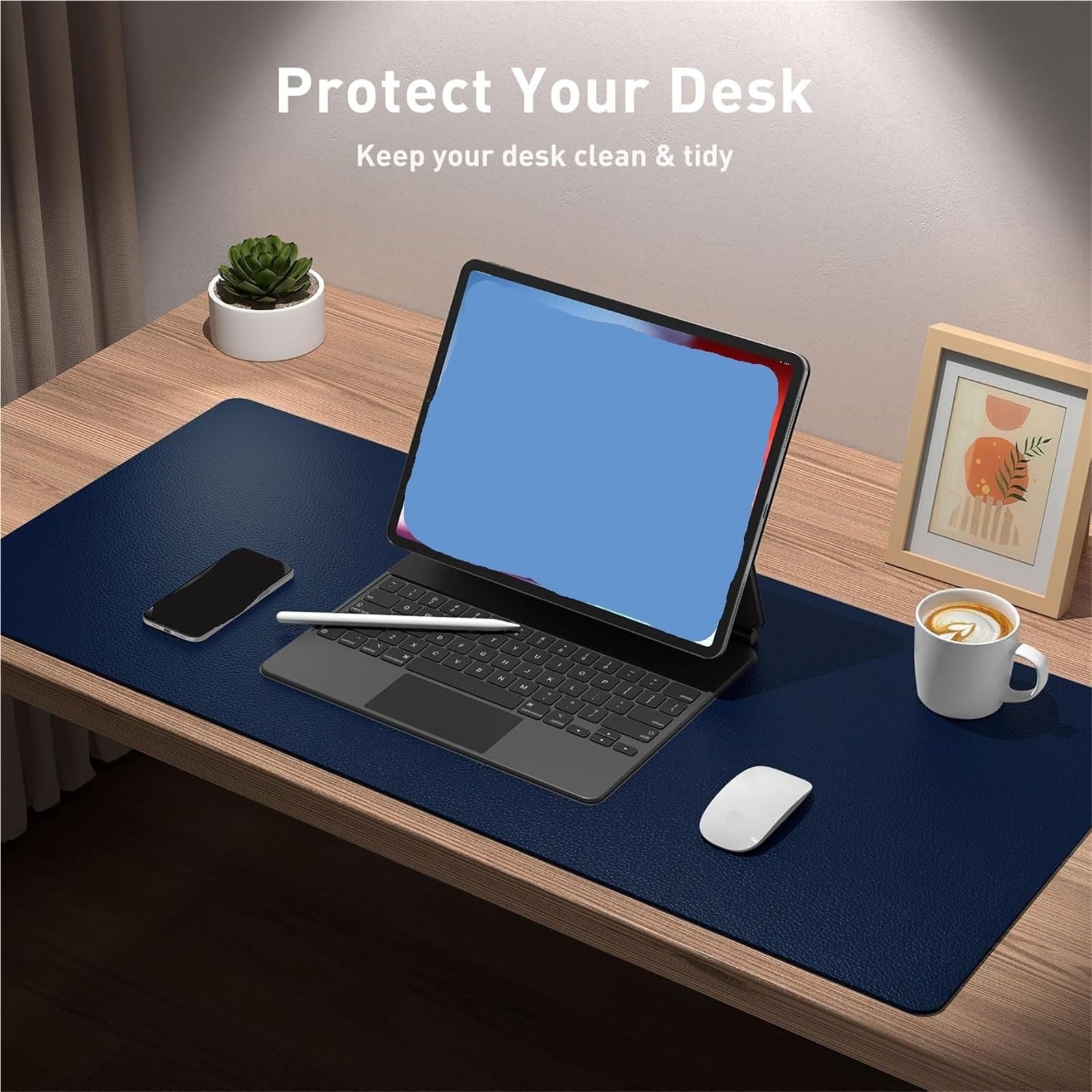 Schreibtischunterlage, Schreibtischunterlage fürs Büro, großes Mauspad, wasserdicht, rutschfest, PU-Leder, Schreibtischunterlage for Büro und Zuhause Für Büro und Zuhause(Black,100X50 cm)