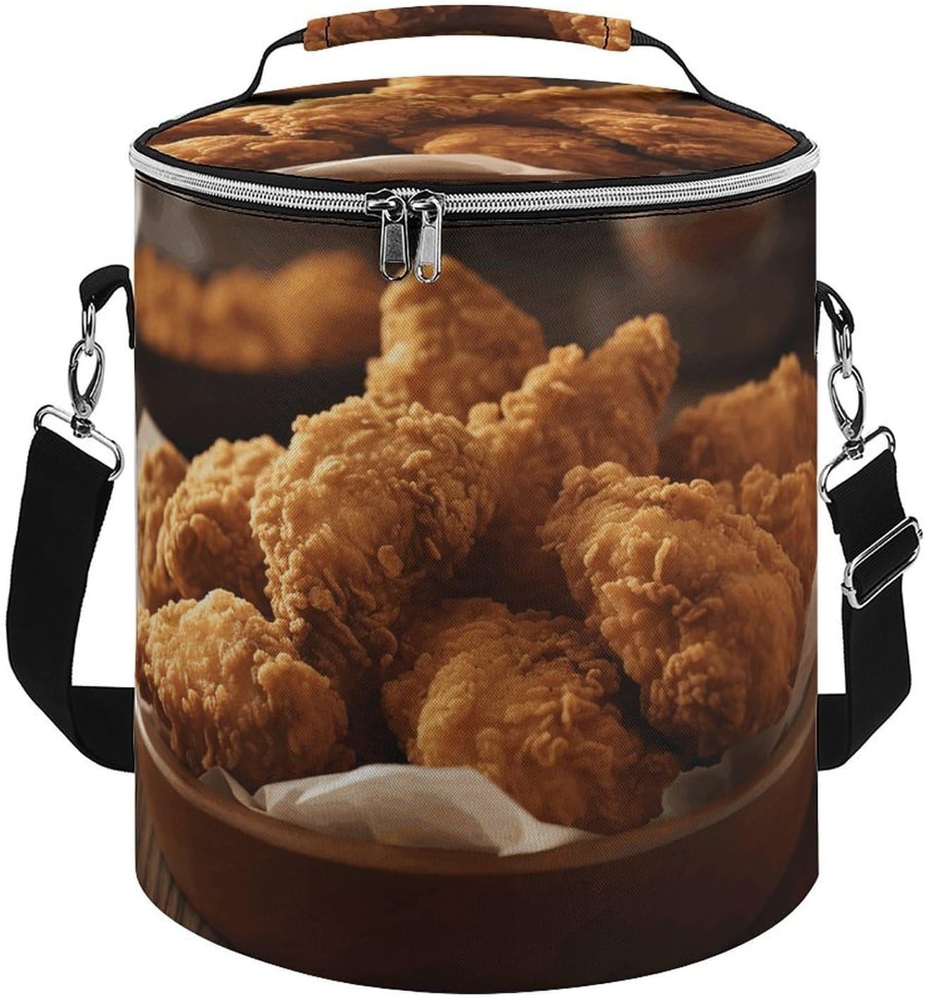 A Plate of Fried Chicken Lunch Bag 15L, Insulated Picnic Basket with Leakproof Design - Large Cooler Tote for Camping, Beach, Hiking & Groceries