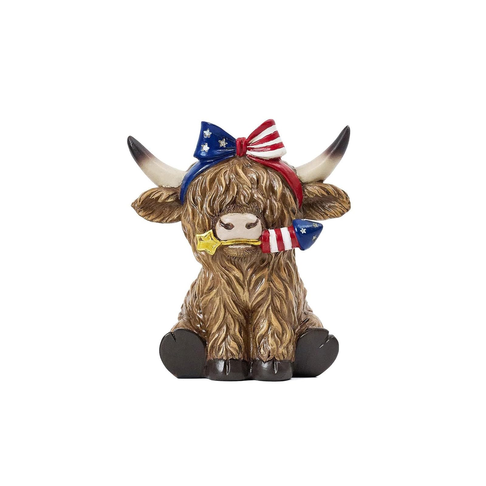 Independence Day Highland Cows, 4th of July Memorial Day Patriotic Highland Cow Decorations, Exquisite Resin Handicrafts, Memorial Day Independence